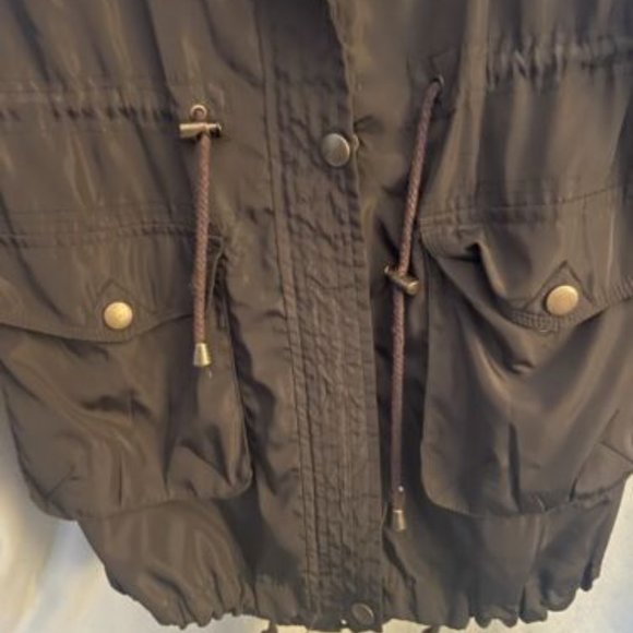 Forever 21 Women's Hooded Jacket Olive Green Utility Pockets Size Large - Picture 3 of 4